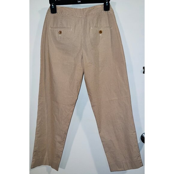 Talbots Womens Brown & White Stripe Pants Size 2 Classic Fit Cotton Blend - Picture 2 of 3